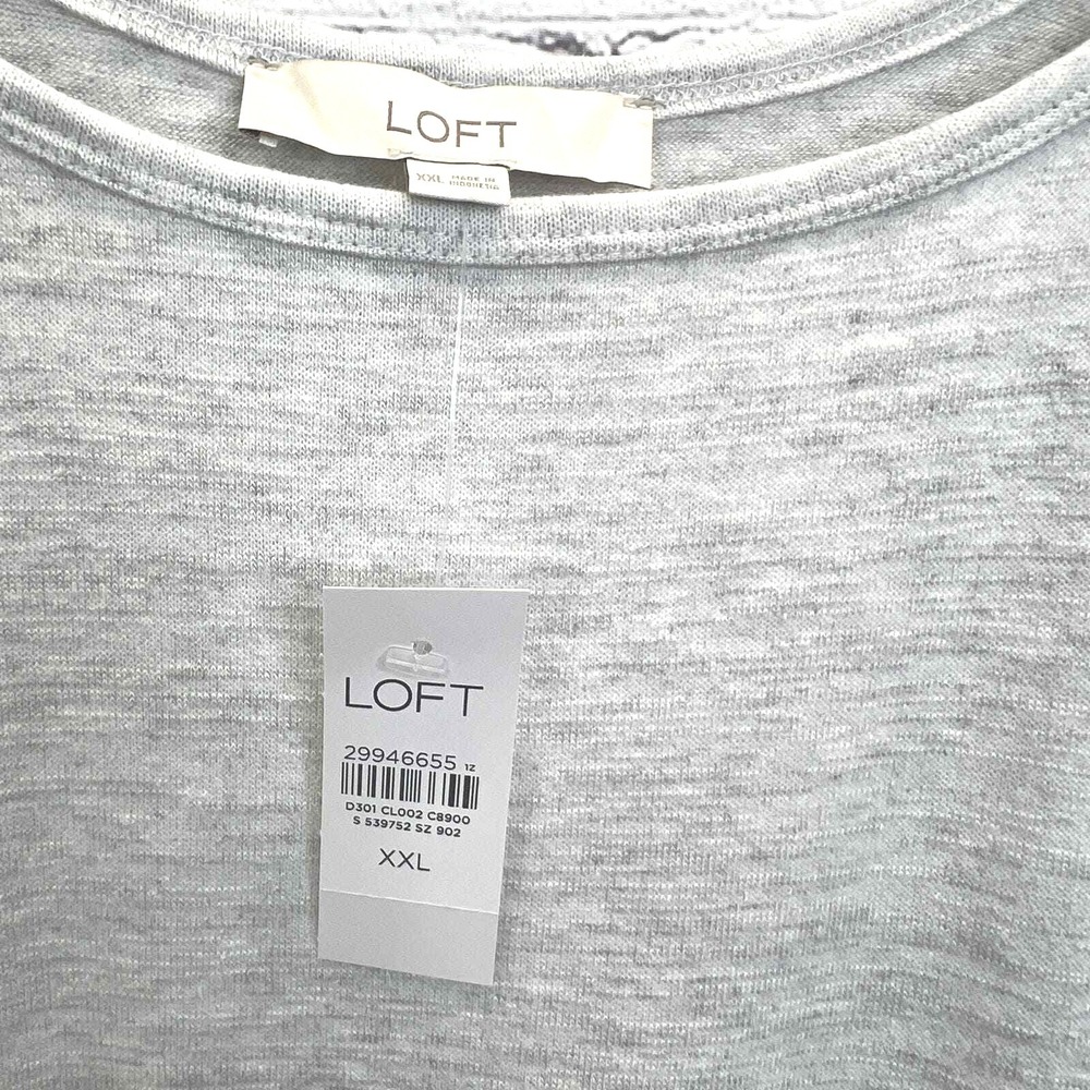 LOFT Cami Tank Top Tiered Ruffle Hem XXL Grey Heathered Spaghetti Strap New - Picture 5 of 6